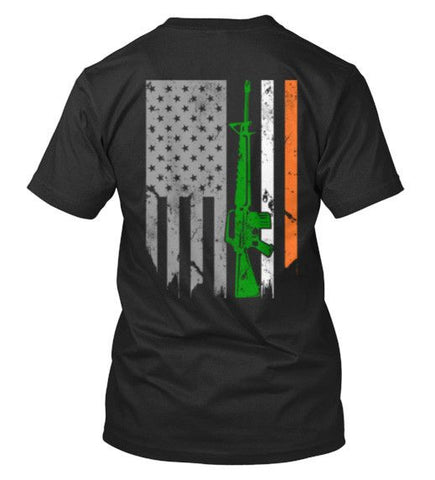 Image of Irish American 4-Leaf Clover and American Flag With Irish Colors AK47 Apparel - Love Family & Home
