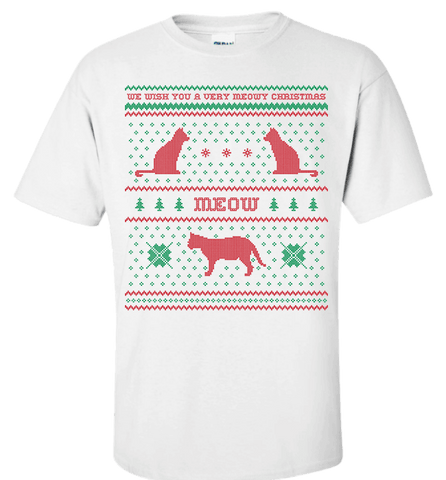 Image of We Wish You A Meowy Christmas - Cat Christmas Apparel - Love Family & Home