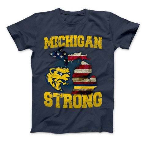 Image of Michigan Strong Wolverines State Flag Pride T-shirt & Apparel - Love Family & Home