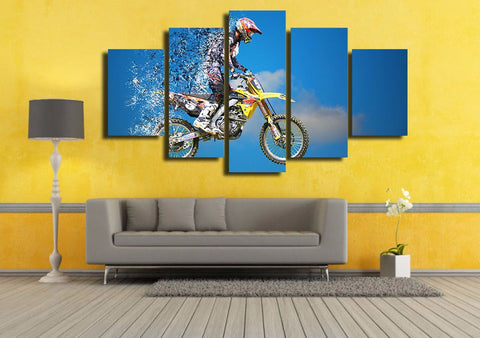 Image of Motocross MX Dirt Bike 5-Piece Canvas Wall Art Hanging - Love Family & Home