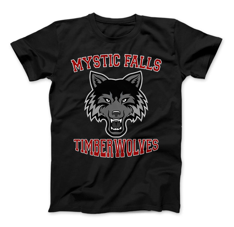 Mystic Falls Timberwolves T-Shirt Vampire Diaries Mystic Falls High School Virginia Black