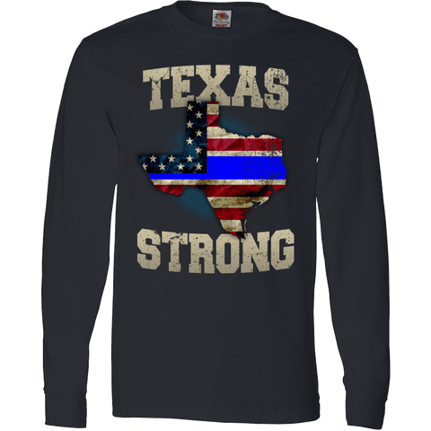 Image of Texas Strong Thin Blue Line Law Enforcement Limited Edition Print T-Shirt & Apparel - Love Family & Home