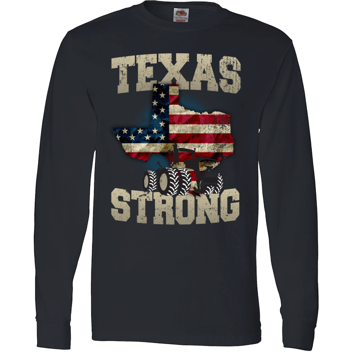 Texas Farm Strong Limited Edition Print Texas State Farming T-Shirt & Apparel Long Sleeve Black