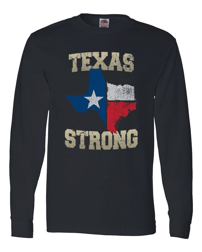 Texas Flag Texas Strong T-Shirt Vintage Texas Flag Long Sleeve Black
