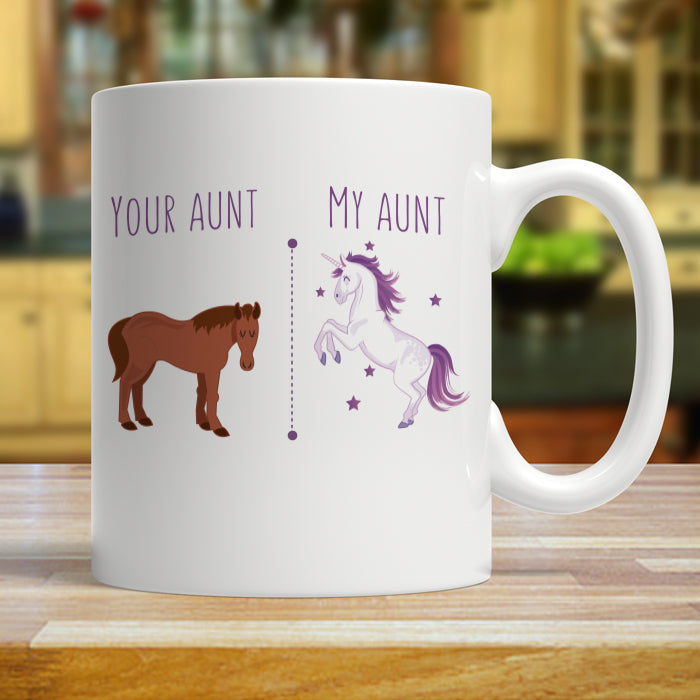 Your Aunt My Aunt Horse Unicorn Funny Coffee Mug For Cool Crazy Aunts Unicorn Mug White