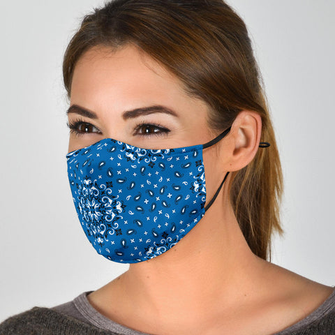 Image of Blue Bandana Style Design Face Mask - Adult & Youth - Love Family & Home