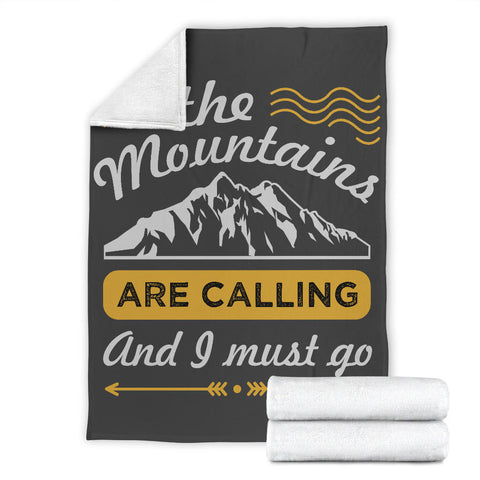 Image of The Mountains Are Calling Premium Blanket - Camping Blanket - Love Family & Home