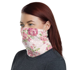 Pink Floral Face Mask, Pink Flowers Neck Gaiter - Love Family & Home