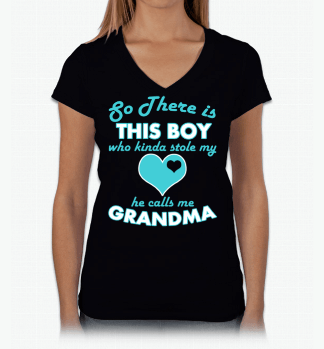 So There's this Boy Who Kind Of Stole My Heart He Calls Me Grandma Black V Neck