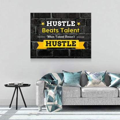Hustle Beats Talent Canvas Wall Art Office Art Motivational