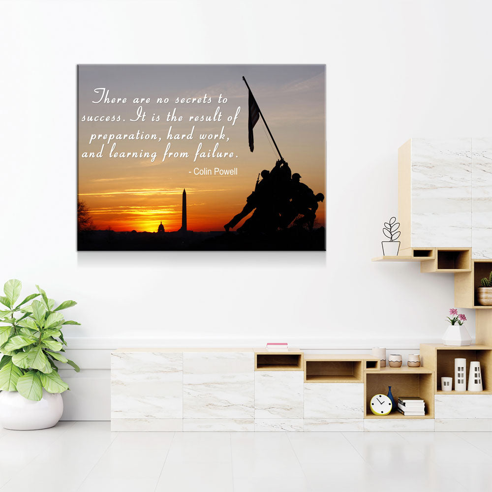 Iwo Jima Silhouette, There Are No Secrets To Success, Colin Powell Quote Canvas Wall Art