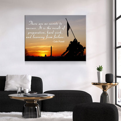 Iwo Jima Silhouette, There Are No Secrets To Success, Colin Powell Quote Canvas Wall Art Gallery Wrap