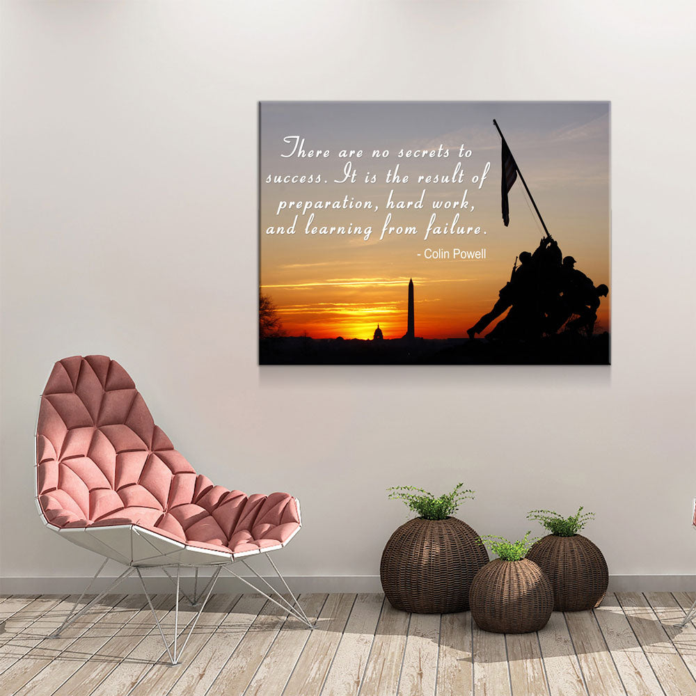 Iwo Jima Silhouette, There Are No Secrets To Success, Colin Powell Quote Canvas Wall Art