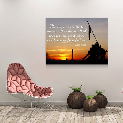 Iwo Jima Silhouette, There Are No Secrets To Success, Colin Powell Quote Canvas Wall Art