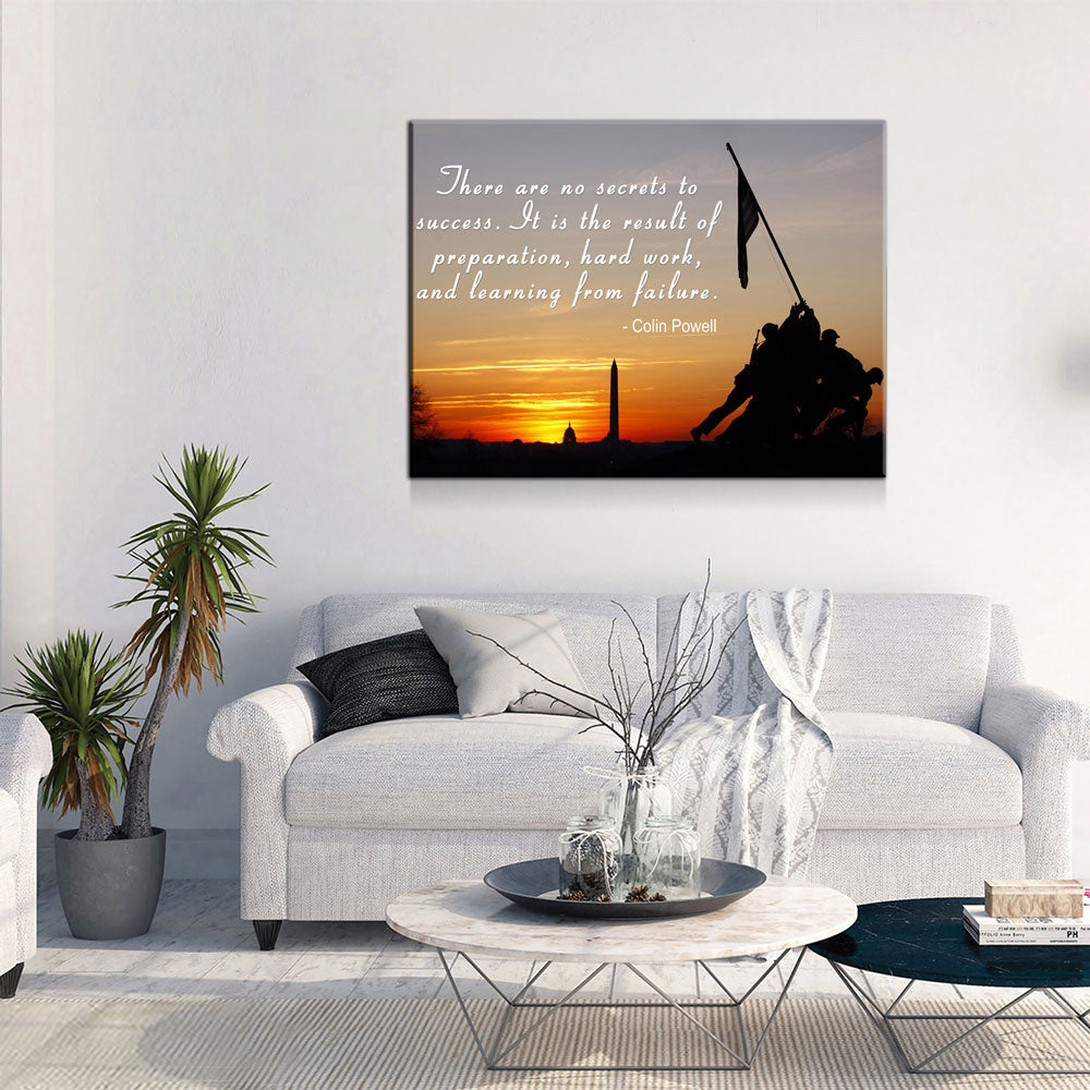 Iwo Jima Silhouette, There Are No Secrets To Success, Colin Powell Quote Canvas Wall Art