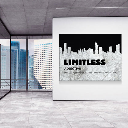Limitless Motivational Canvas Wall Art, New York Skyline Success Quote