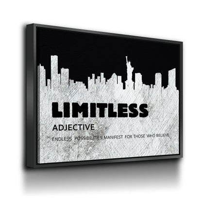Limitless Motivational Canvas Wall Art, New York Skyline Success Quote