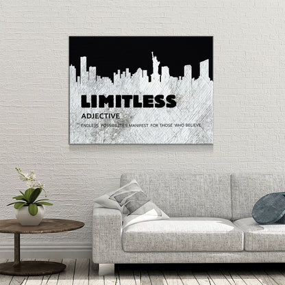 Limitless Motivational Canvas Wall Art, New York Skyline Success Quote