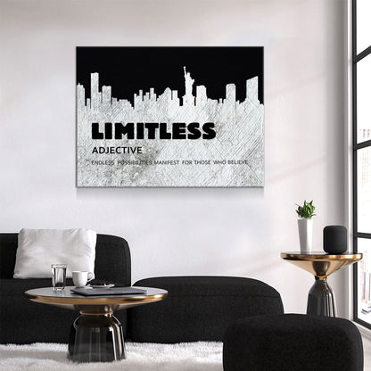 Limitless Motivational Canvas Wall Art, New York Skyline Success Quote Gallery Wrap
