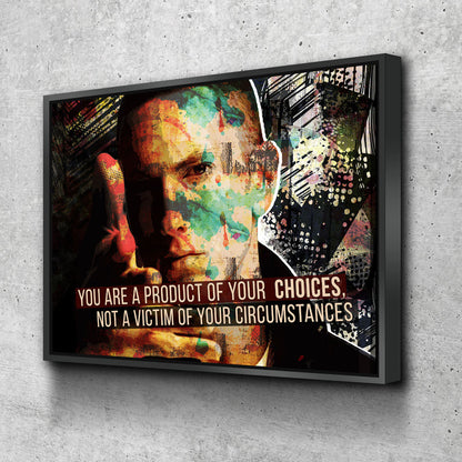 You Are A Product Of Your Choices, Eminem Art, Abstract Canvas Wall Art Motivational Quote Floating Frame