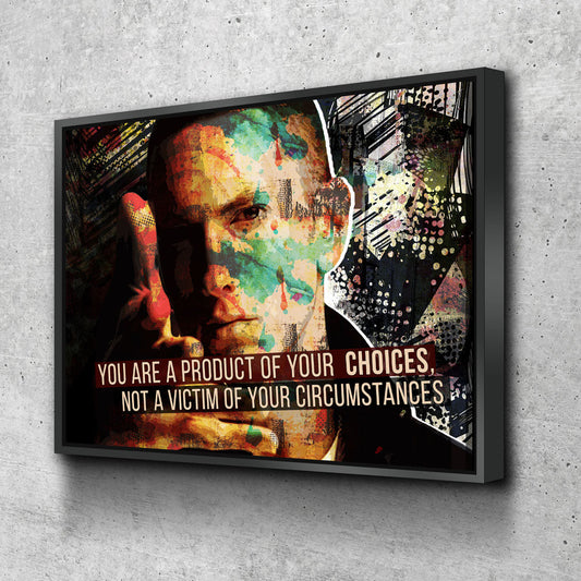 You Are A Product Of Your Choices, Eminem Art, Abstract Canvas Wall Art Motivational Quote Floating Frame