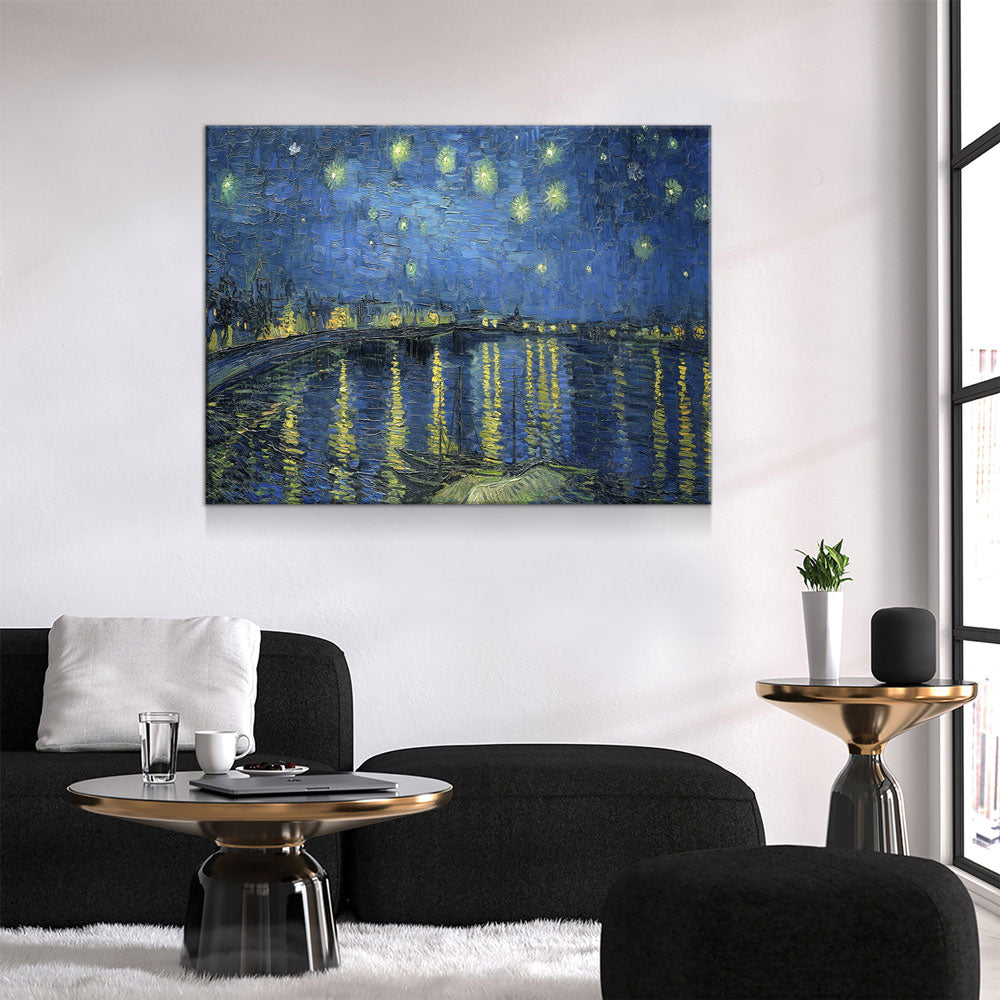 Starry Night Over the Rhone Wall Art, Starry Night, Van Gogh Art, Van Gogh Decor, Arles 1888 Reproduction Canvas Print