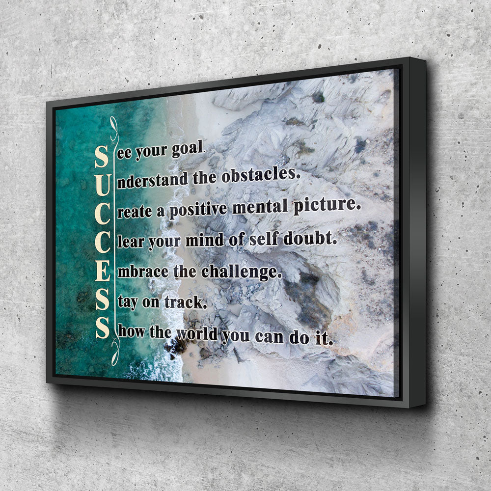 Success Canvas Wall Art, See Your Goal, Understand The Obstacles, Success Quotes, Motivational Wall Art Floating Frame