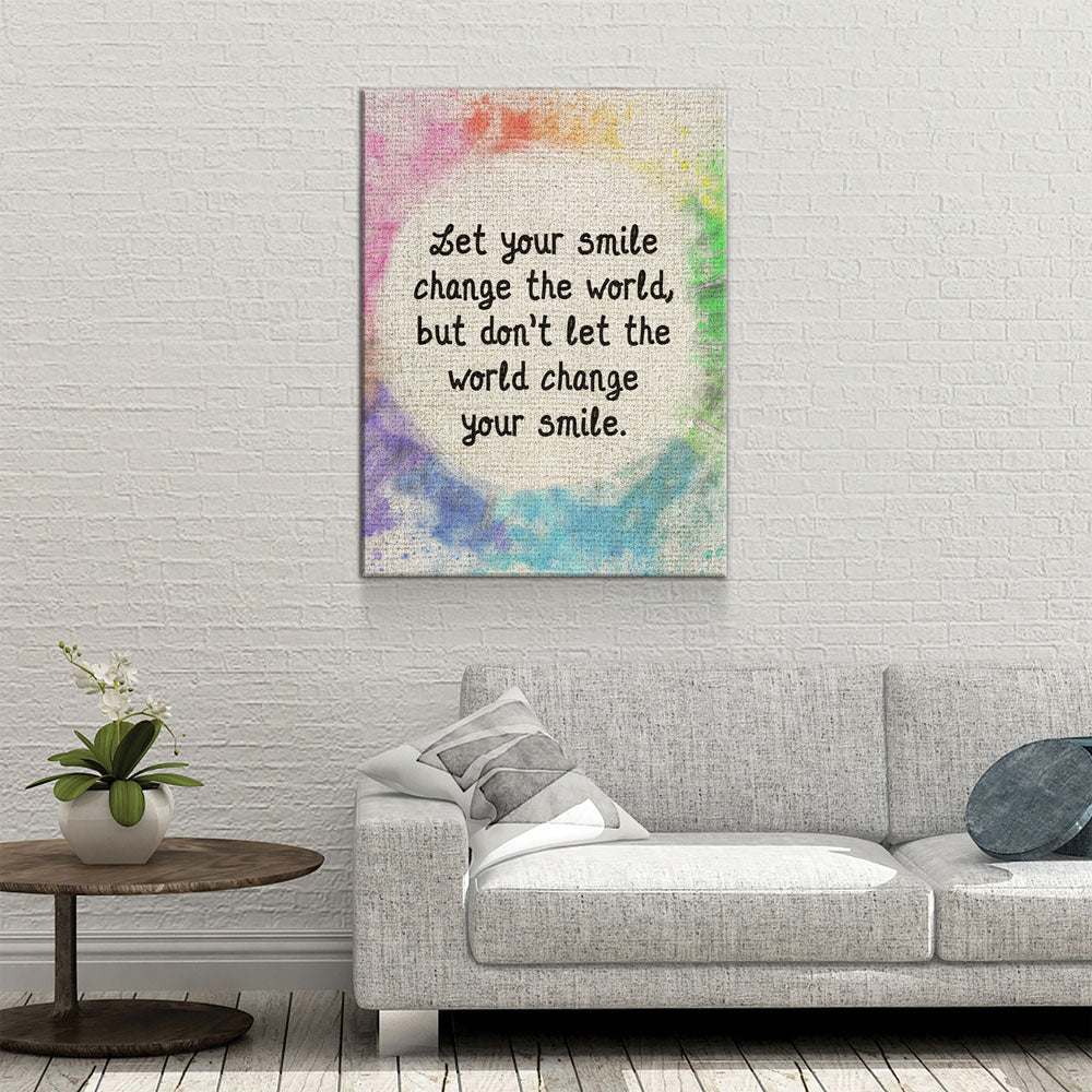 Let Your Smile Change The World Canvas Wall Art, Motivational Art, Inspirational Wall Art, Home Decor, Abstract Decor, Gift Art