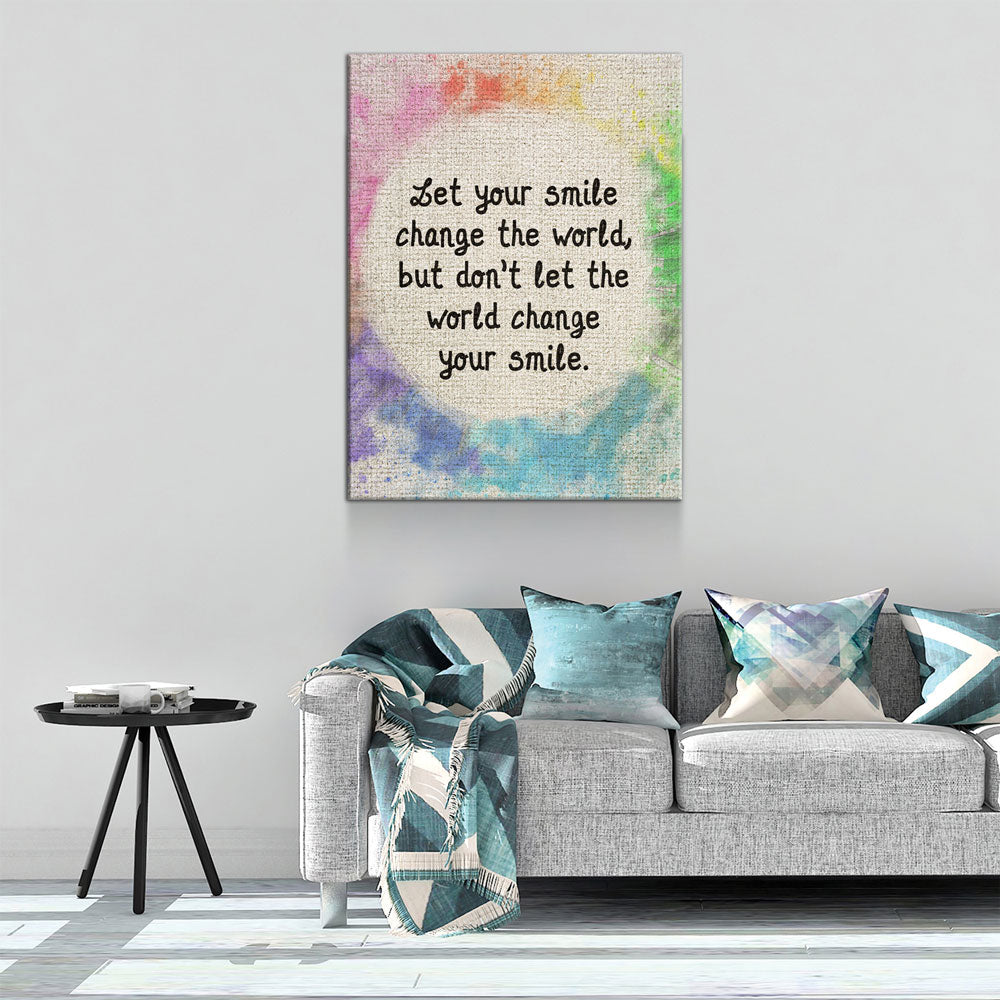 Let Your Smile Change The World Canvas Wall Art, Motivational Art, Inspirational Wall Art, Home Decor, Abstract Decor, Gift Art