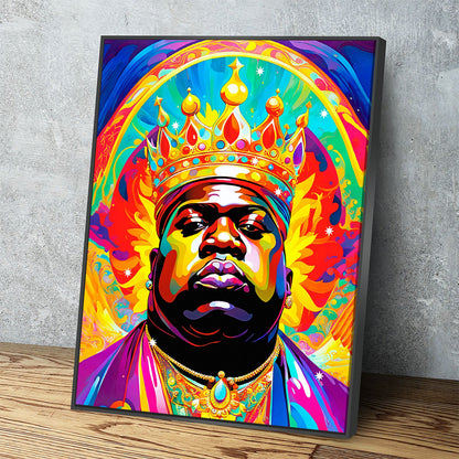 Notorious B.I.G. Canvas Wall Art, Abstract Biggie, Music Decor, Pop Decor Black Floating Frame