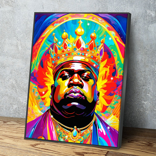 Notorious B.I.G. Canvas Wall Art, Abstract Biggie, Music Decor, Pop Decor Black Floating Frame