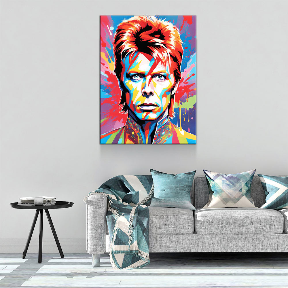 Bowie Canvas Wall Art, Abstract David Bowie Print