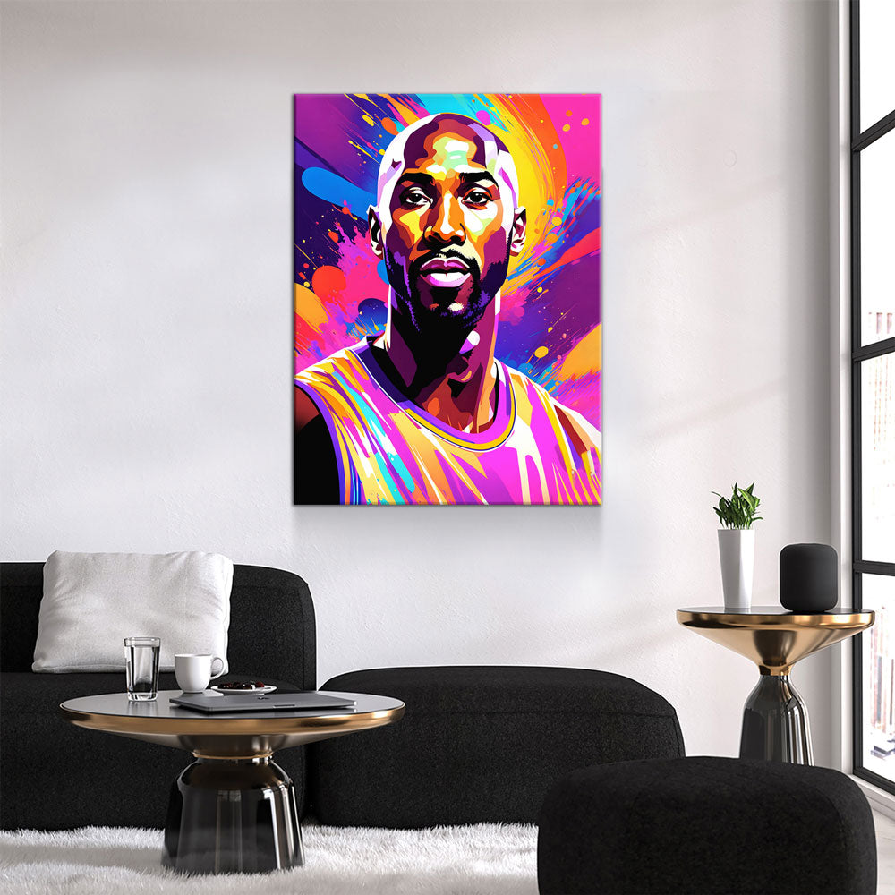 Abstract Kobe Canvas Wall Art, Colorful Kobe Print Gallery Wrap