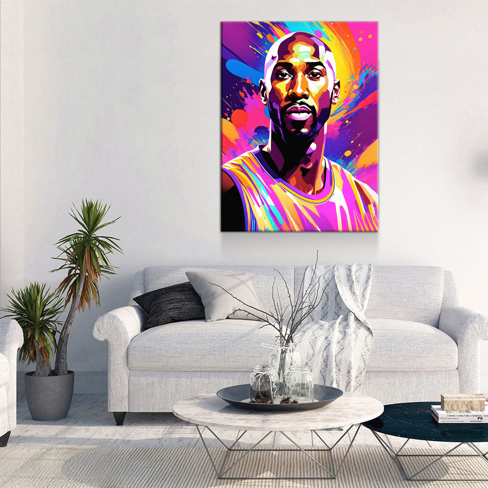 Abstract Kobe Canvas Wall Art, Colorful Kobe Print