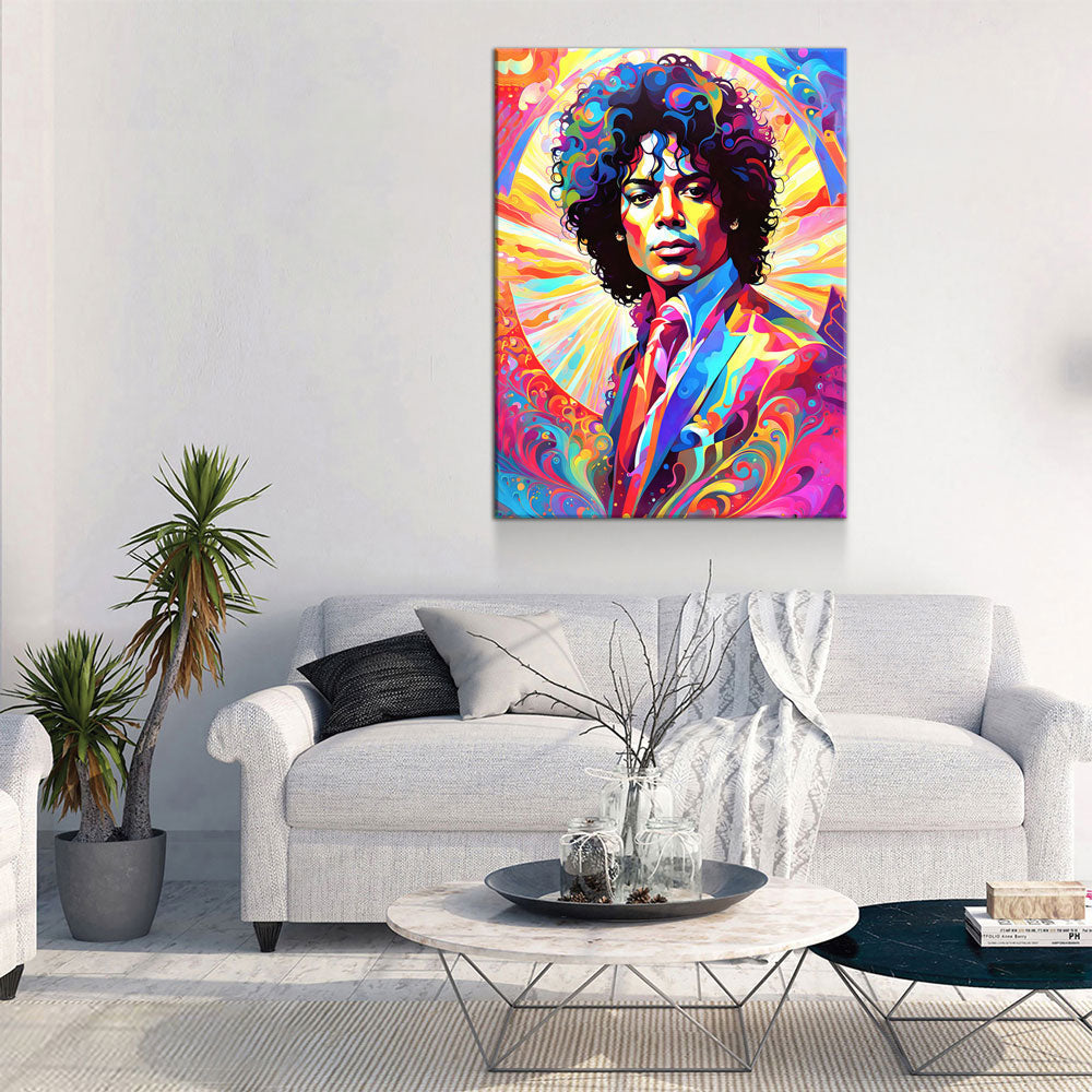 Abstract Michael Jackson Canvas Wall Art, Colorful Michael Jackson Print