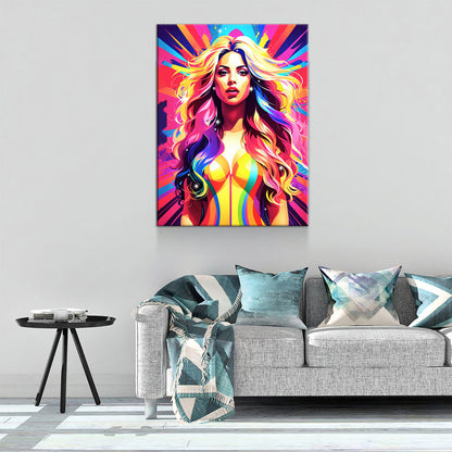Abstract Shakira Canvas Wall Art, Shakira Colorful Print