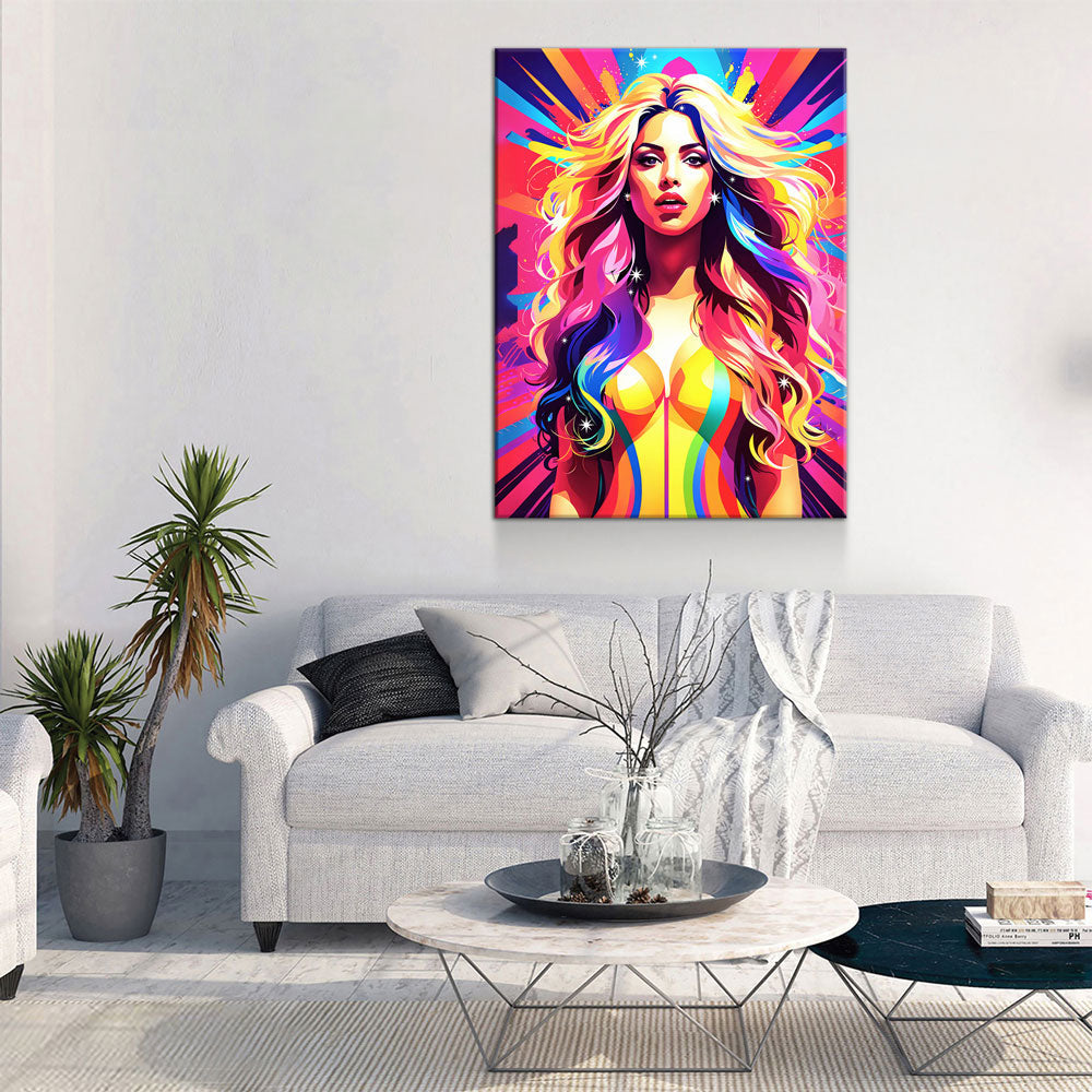 Abstract Shakira Canvas Wall Art, Shakira Colorful Print Gallery Wrap