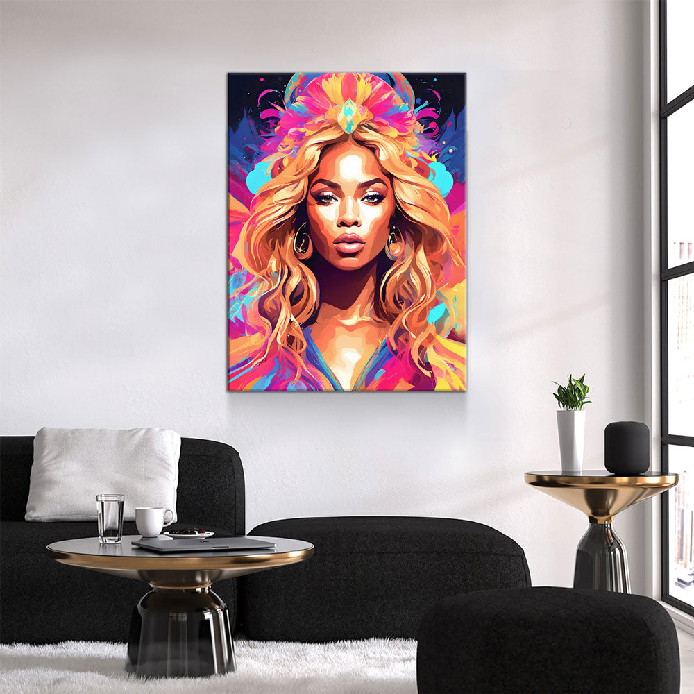 Abstract Beyonce Canvas Wall Art, Colorful Beyonce Print Gallery Wrap