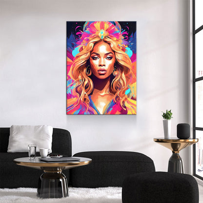 Abstract Beyonce Canvas Wall Art, Colorful Beyonce Print Gallery Wrap