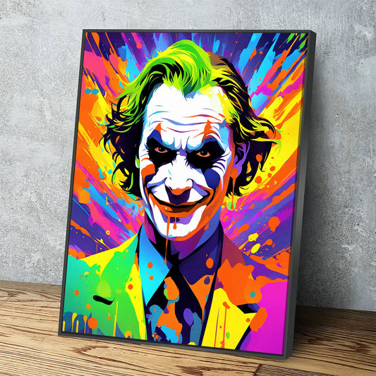 The Joker Canvas Wall Art, Abstract Joker Print Black Floating Frame
