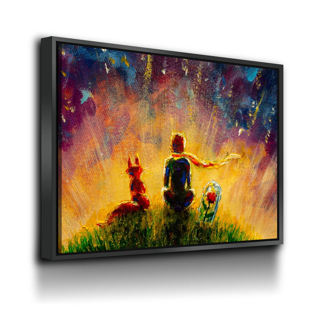 Little Prince, Fox, Red Rose Canvas Wall Art, Little Prince Decor