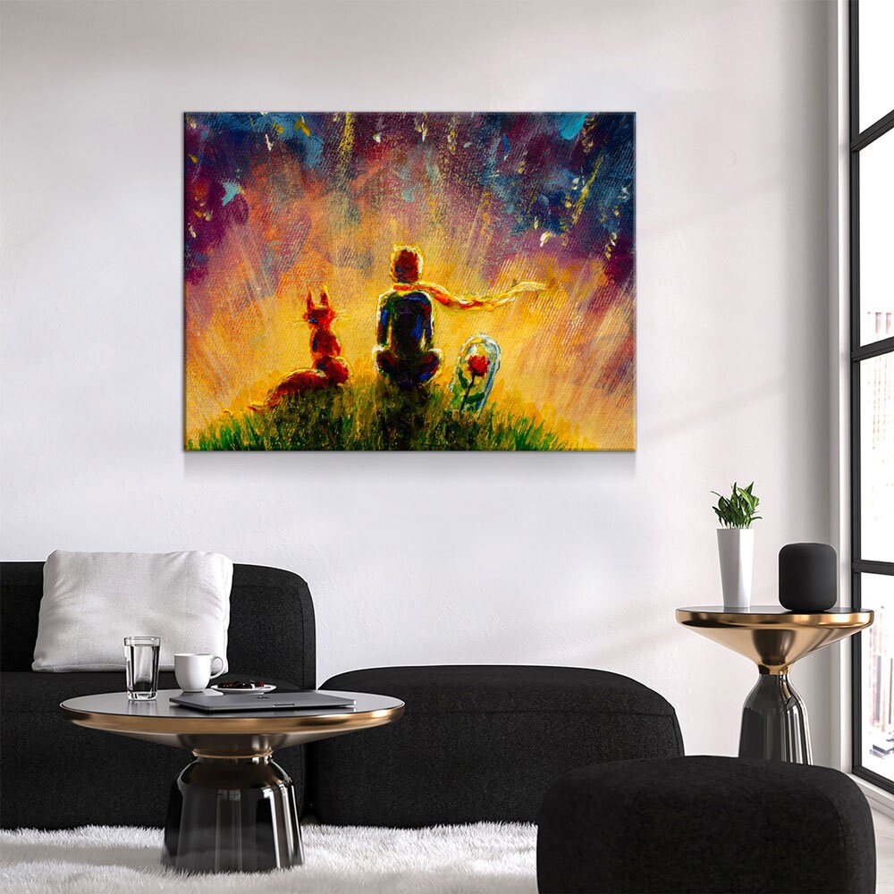 Little Prince, Fox, Red Rose Canvas Wall Art, Little Prince Decor