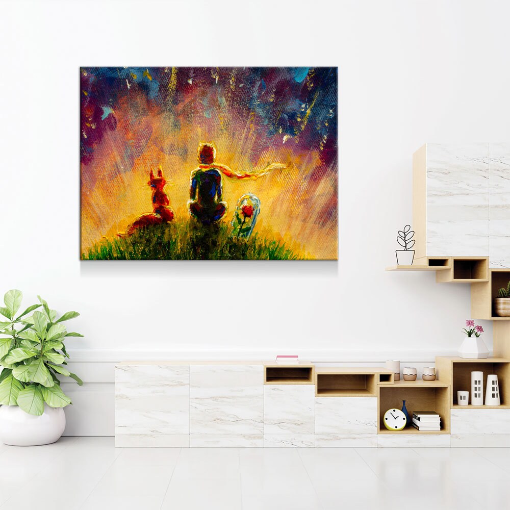 Little Prince, Fox, Red Rose Canvas Wall Art, Little Prince Decor