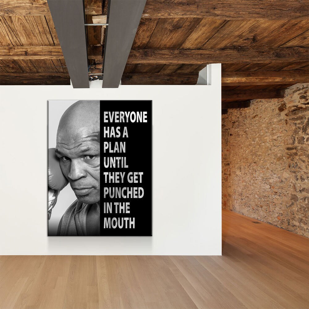 Everyone Has a Plan Until They Get Punched in the Mouth Canvas Wall Art, Mike Tyson Quote, Motivational Quote, Inspirational, Office Decor Gallery Wrap