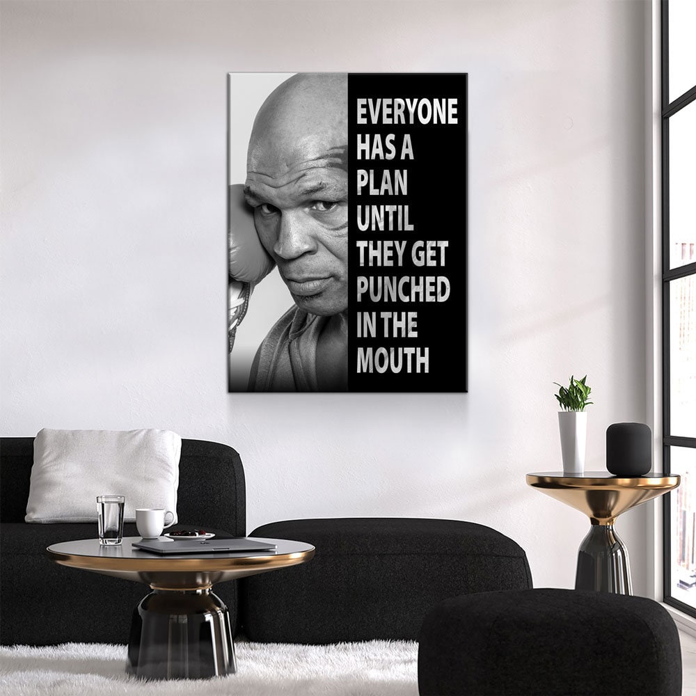 Everyone Has a Plan Until They Get Punched in the Mouth Canvas Wall Art, Mike Tyson Quote, Motivational Quote, Inspirational, Office Decor