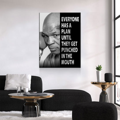 Everyone Has a Plan Until They Get Punched in the Mouth Canvas Wall Art, Mike Tyson Quote, Motivational Quote, Inspirational, Office Decor