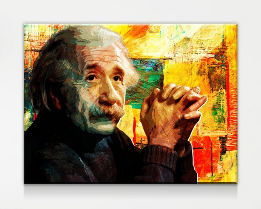 Abstract Albert Einstein Canvas Wall Art, Science Artwork, Abstract Einstein Wall Hanging 48 X 32