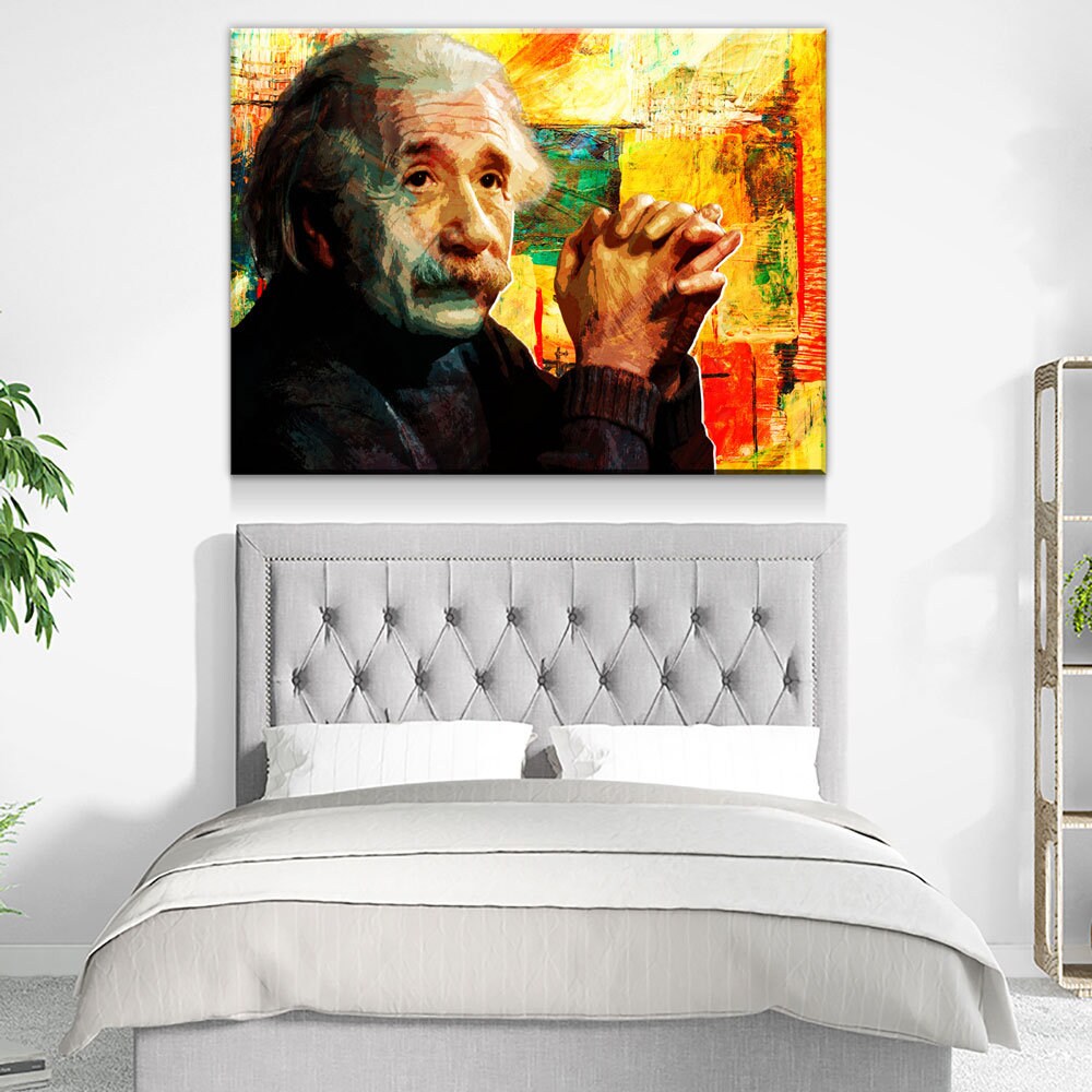 Abstract Albert Einstein Canvas Wall Art, Science Artwork, Abstract Einstein Wall Hanging