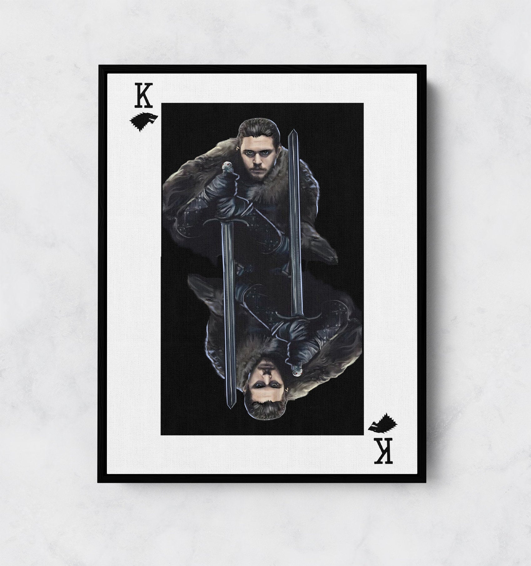 Jon Snow King Card Canvas Wall Art, GOT, Aegon Targaryen, GOT Decor