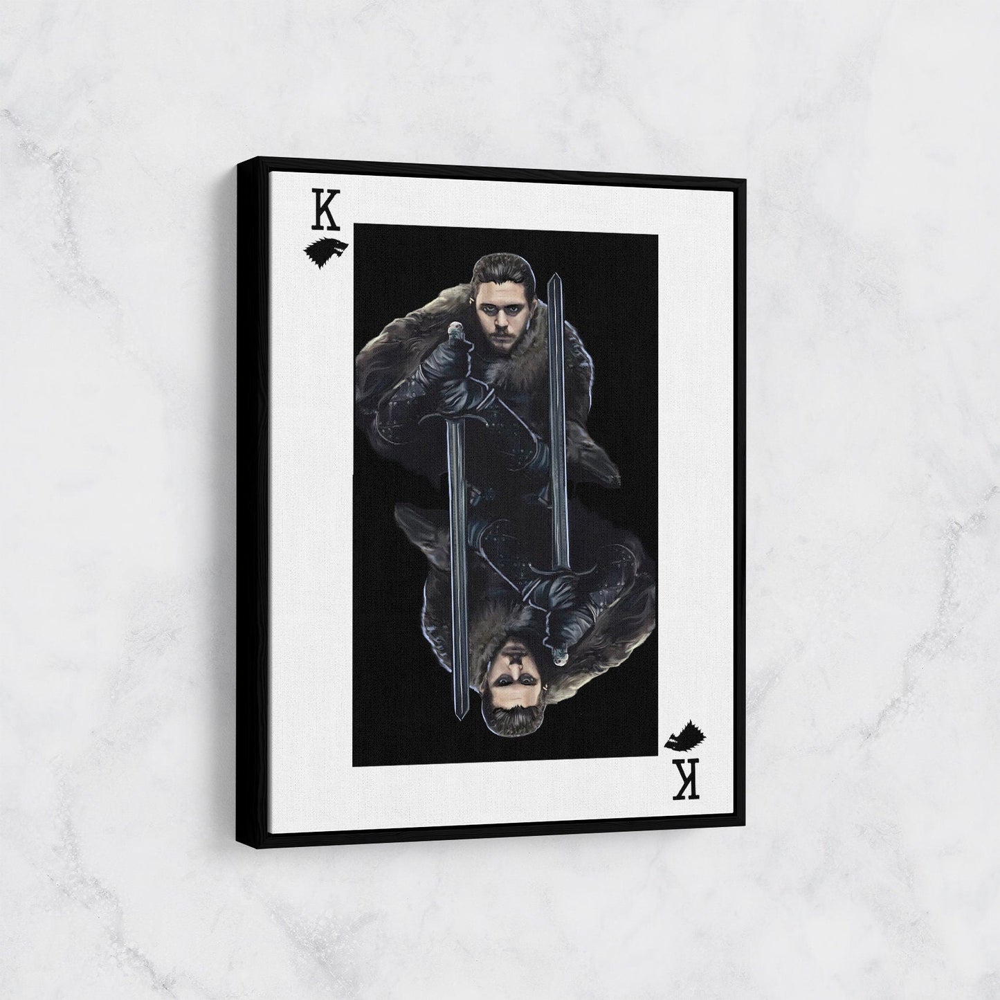 Jon Snow King Card Canvas Wall Art, GOT, Aegon Targaryen, GOT Decor With Floating Frame